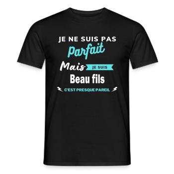 Je ne suis pas parfaite mais je suis Beau fils - T-shirt homme - noir - Devant - AI Model Male 178 light (178cm)
