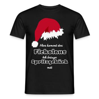 Hier kommt der Fickolaus - Männer T-Shirt - Schwarz - Vorne - AI Model Male 178 light (178cm)