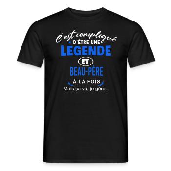 humour Légende et BEAU PÈRE cadeau - T-shirt homme - noir - Devant - AI Model Male 178 light (178cm)