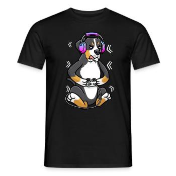 Grand swiss Mountain Dog Gamer Dog Gaming - T-shirt homme - noir - Devant - AI Model Male 178 light (178cm)
