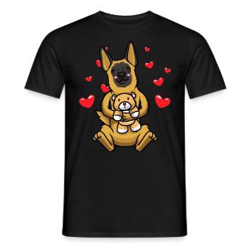 Kawaii Malinois Dog Cuddly Toy Belgian - Men's T-Shirt - black - Front - AI Model Male 178 light (178cm)