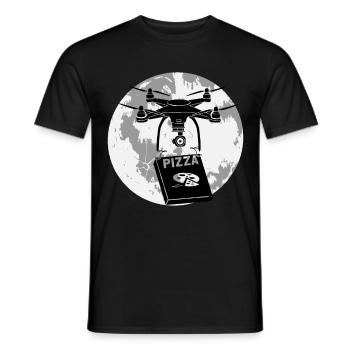 Drohne Mond Pizza - Männer T-Shirt - Schwarz - Vorne - AI Model Male 178 light (178cm)