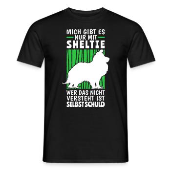 Mich gibt es nur mit Sheltie Shetland Sheepdog - Männer T-Shirt - Schwarz - Vorne - AI Model Male 178 light (178cm)