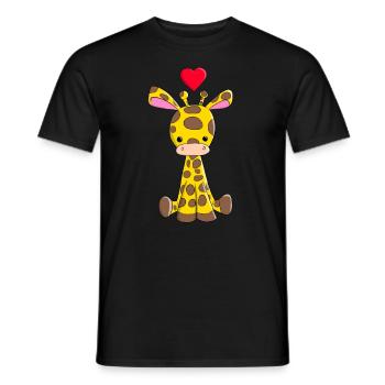 Girafe de dessin animé avec coeur Girafe de dessin animé - T-shirt homme - noir - Devant - AI Model Male 178 light (178cm)