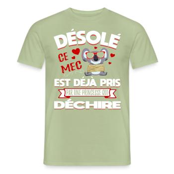 Désolé Saint-Valentin Homme Mari Humour - T-shirt homme - vert sauge - Devant - AI Model Male 178 light (178cm)