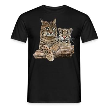 Lynx et léopard nuageux - T-shirt homme - noir - Devant - AI Model Male 178 light (178cm)