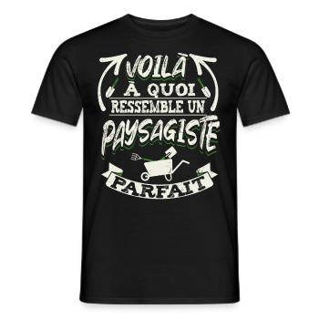 Paysagiste Aménagement Paysager - T-shirt homme - noir - Devant - AI Model Male 178 light (178cm)