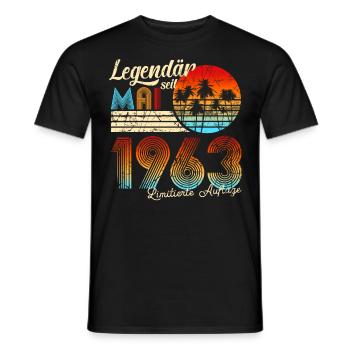 60. Geburtstag Mann 60 Legendär Seit Mai 1963 - Männer T-Shirt - Schwarz - Vorne - AI Model Male 178 light (178cm)