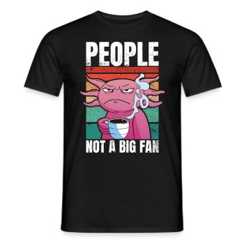 Axolotl with coffee - People Not A Big Fan - Men's T-Shirt - black - Front - AI Model Male 178 light (178cm)