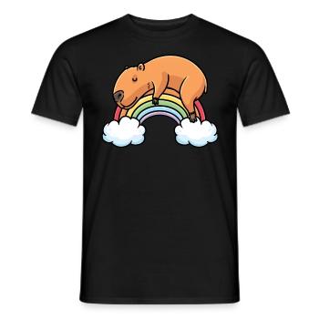 Capybara Regenbogen Pyjama Schlafshirt - Männer T-Shirt - Schwarz - Vorne - AI Model Male 178 light (178cm)