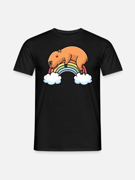 Capybara Rainbow Pajamas Sleep shirt - Men's T-Shirt - black