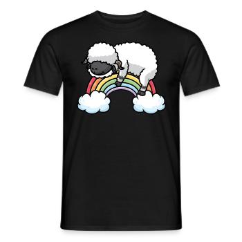 Pyjama arc-en-ciel de mouton à nez noir du Valais - T-shirt homme - noir - Devant - AI Model Male 178 light (178cm)