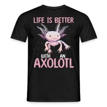 Life Is Better With An Axolotl - Men's T-Shirt - black - Front - AI Model Male 178 light (178cm)