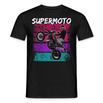 Supermoto / Supermotard / Supermoto Wheelie - Men's T-Shirt - black - Front - AI Model Male 178 light (178cm)