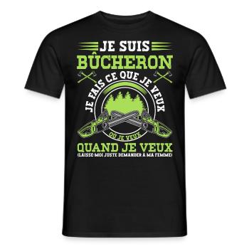 Drôle Bûcheron Homme Mari Bucheronnage Travail Du - T-shirt homme - noir - Devant - AI Model Male 178 light (178cm)