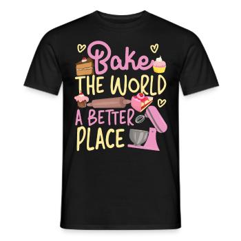 Bake Baking Beater Bake The World - Men's T-Shirt - black - Front - AI Model Male 178 light (178cm)