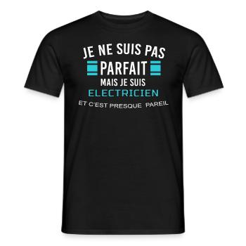 je ne suis pas parfait ELECTRICIEN - T-shirt homme - noir - Devant - AI Model Male 178 light (178cm)