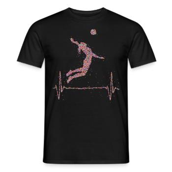 Volleyball Heartbeat Beach Volleyball - Men's T-Shirt - black - Front - AI Model Male 178 light (178cm)