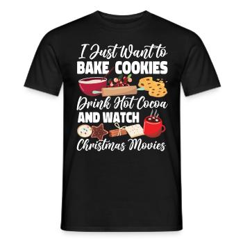 Cuire au four des biscuits de Noël I - T-shirt homme - noir - Devant - AI Model Male 178 light (178cm)