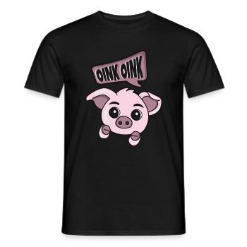 Cute little pig Oink pig farm - Men's T-Shirt - black - Front - AI Model Male 178 light (178cm)