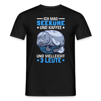 Seekühe und Kaffee Manati Meeressäuger Seekuh - Männer T-Shirt - Schwarz - Vorne - AI Model Male 178 light (178cm)
