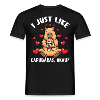 Capybara im Kawaii Stil Wasserschwein Mit Herzen - Männer T-Shirt - Schwarz - Vorne - AI Model Male 178 light (178cm)