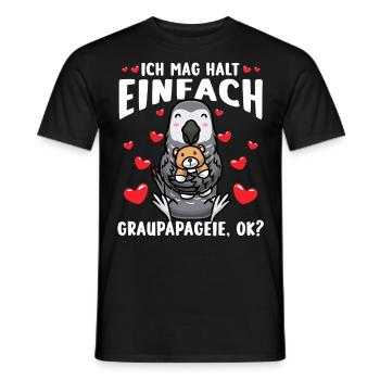 Graupapagei Kuscheltier Kawaii Herz Vogel Kongo - Männer T-Shirt - Schwarz - Vorne - AI Model Male 178 light (178cm)