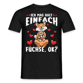 Kawaii Fuchs Kuscheltier Herz Fuchs - Männer T-Shirt - Schwarz - Vorne - AI Model Male 178 light (178cm)