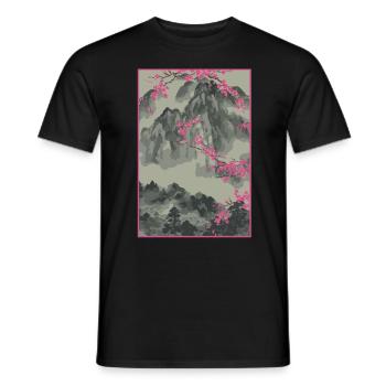 Sakura Fleur de cerisier japonais Hanami Japon Cadeau - T-shirt homme - noir - Devant - AI Model Male 178 light (178cm)