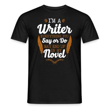 Writing Novel Writer & Published - Men's T-Shirt - black - Front - AI Model Male 178 light (178cm)