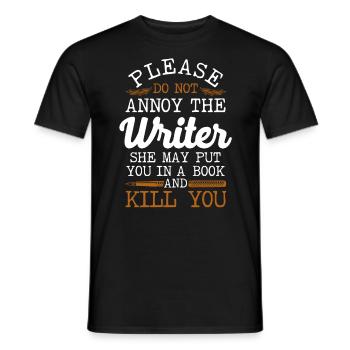 Writing Novel Writer & Published - Men's T-Shirt - black - Front - AI Model Male 178 light (178cm)