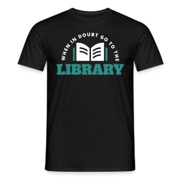 En cas de doute, allez à la bibliothèque - T-shirt homme - noir - Devant - AI Model Male 178 light (178cm)