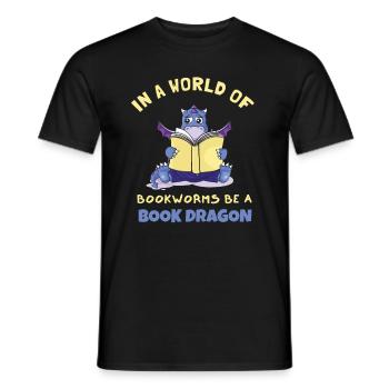 Book Dragon Design Librarian Book Lovers - Men's T-Shirt - black - Front - AI Model Male 178 light (178cm)