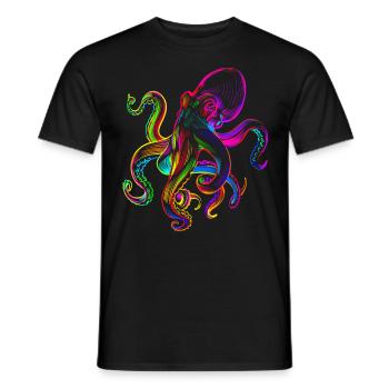 octopus octopuses funny colorfull - Men's T-Shirt - black - Front - AI Model Male 178 light (178cm)