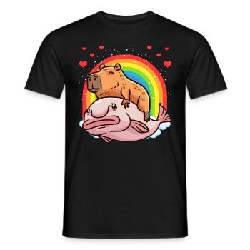Capybara Kawaii Blobfish Capybara With - Men's T-Shirt - black - Front - AI Model Male 178 light (178cm)