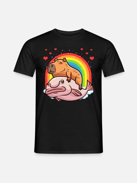 Capybara Kawaii Blobfish Capybara Avec - T-shirt homme - noir