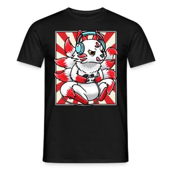 Kitsune Gaming Jeux vidéo - T-shirt homme - noir - Devant - AI Model Male 178 light (178cm)