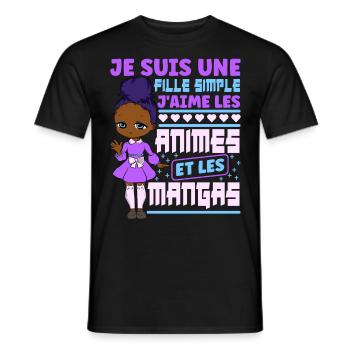 Animé Manga Humour Japonais Kawaii Fille - T-shirt homme - noir - Devant - AI Model Male 178 light (178cm)