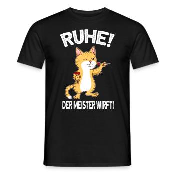 Der Meister Wirft - Katze Darts Dartspieler - Männer T-Shirt - Schwarz - Vorne - AI Model Male 178 light (178cm)