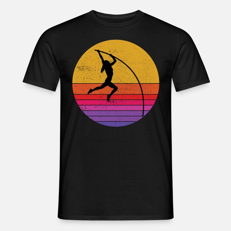 Retro Stabhochsprung Springen Leichtathletik - Männer T-Shirt - Schwarz