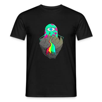 Trippy Miracle Psychedelic Alien Mountains Rainbow - Men's T-Shirt - black - Front - AI Model Male 178 light (178cm)