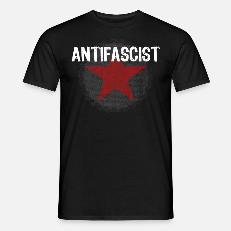 ANTIFA ROTER STERN - Männer T-Shirt - Schwarz
