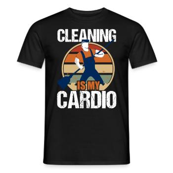 Cleaning Is My Cardio Housekeeping Housekeeper - Men's T-Shirt - black - Front - AI Model Male 178 light (178cm)