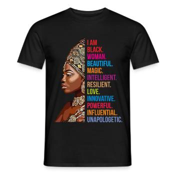JE SUIS UNE FEMME NOIRE AFRO-AMÉRICAINE - T-shirt homme - noir - Devant - AI Model Male 178 light (178cm)