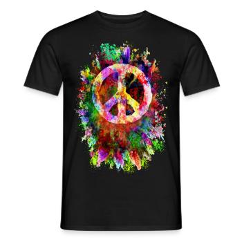 Hippy Symbole de paix Hippie Paix Liberté Amour - T-shirt homme - noir - Devant - AI Model Male 178 light (178cm)