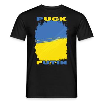 Puck Futin - Ukraine Ukrajina - Free Ukraine - Men's T-Shirt - black - Front - AI Model Male 178 light (178cm)