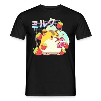 Erdbeeren Milchshake Hamster - Männer T-Shirt - Schwarz - Vorne - AI Model Male 178 light (178cm)