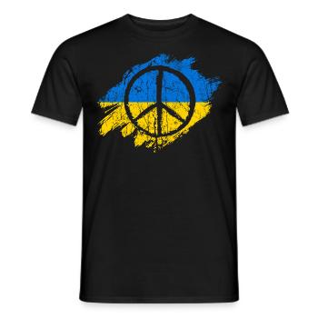 Ukraine Frieden Peace Flagge - Männer T-Shirt - Schwarz - Vorne - AI Model Male 178 light (178cm)