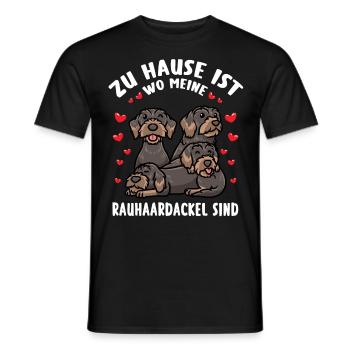 Chien teckel à poil rugueux - T-shirt homme - noir - Devant - AI Model Male 178 light (178cm)