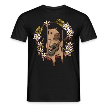Capybara Nagetier Gitarre - Männer T-Shirt - Schwarz - Vorne - AI Model Male 178 light (178cm)